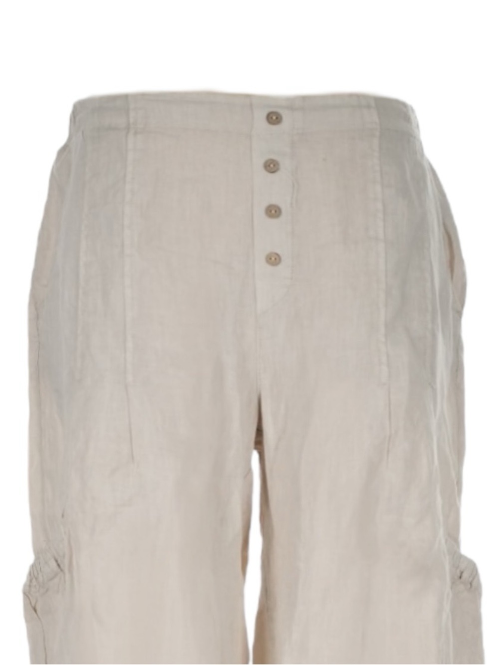 XCVI Linen Cargo Crop Pants L NWT Wide Leg Pull On Raw Hem Beige - Picture 4 of 9